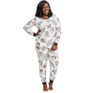 NEW! Women's Disney 100 Character Mash-Up 2pc Pajama Set - Mickey, Stitch, Yoda